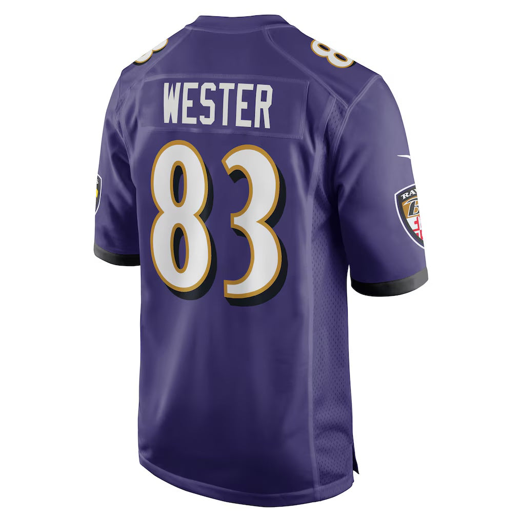 B.Ravens #83 LaJohntay Wester Purple MWATKINS Team Game Jersey
