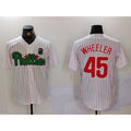 Philadelphia Phillies #45 Zack Wheeler White Green MWATKINS Cool Base Stitched Jersey 2
