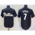 Philadelphia Phillies #7 Trea Turner Black MWATKINS Lights Out Limited Stitched Jersey