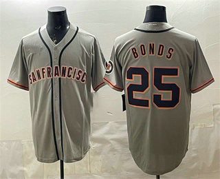 San Francisco Giants #25 Barry Bonds Gray MWATKINS Cool Base Jersey