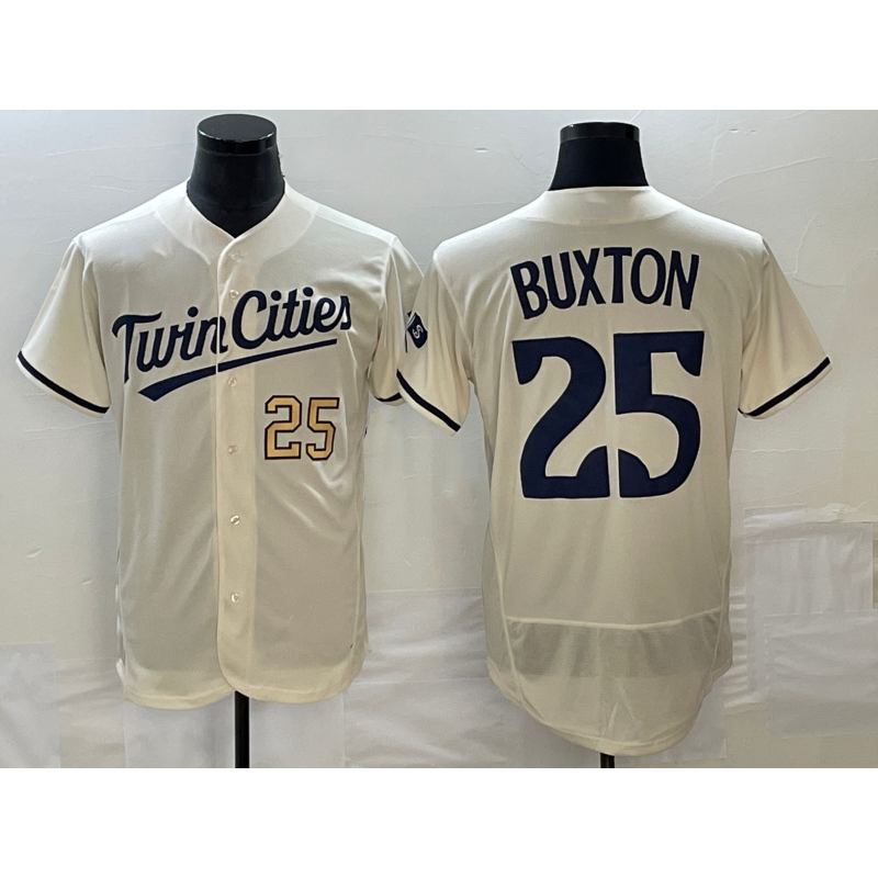 Minnesota Twins #25 Byron Buxton Number 2023 Cream MWATKINS Flex Base Stitched Jersey