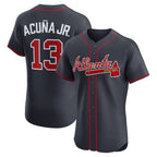 Atlanta Braves #13 MWATKINSld Acu?a Jr. Navy MWATKINS Alternate Elite Jersey