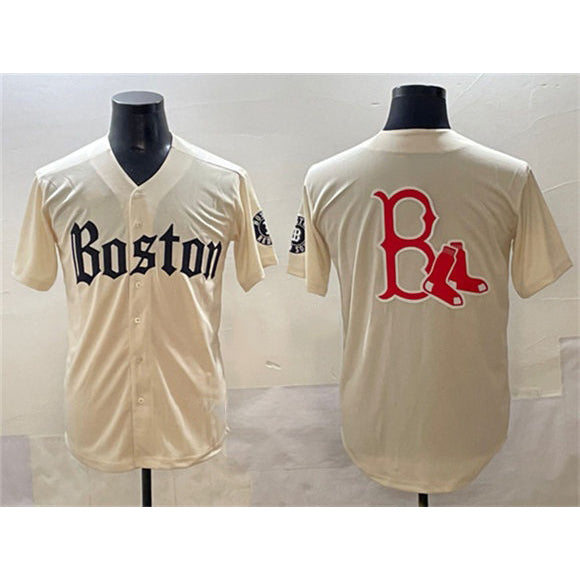 Boston Red Sox Team Big Logo Cream MWATKINS Gothic Vapor Limited Stitched Jersey