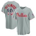 Philadelphia Phillies #10 J.T. Realmuto USA 250 Fourth of July Road Stadium Jersey - Gray MWATKINS