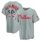 Philadelphia Phillies #10 J.T. Realmuto USA 250 Fourth of July Road Stadium Jersey - Gray MWATKINS