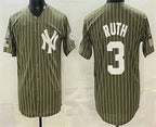 New York Yankees #3 Babe Ruth Olive MWATKINS Pinstripe 2026 Armed Forces Day Salute To Service Jersey