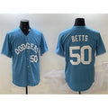 Los Angeles Dodgers #50 Mookie Betts Light Blue MWATKINS Limited Stitched Jersey