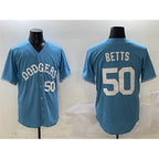 Los Angeles Dodgers #50 Mookie Betts Light Blue MWATKINS Limited Stitched Jersey