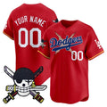Custom Los Angeles Dodgers x One Piece Red MWATKINS Zoro Patch Vapor Premier Limited Jersey - Stitched