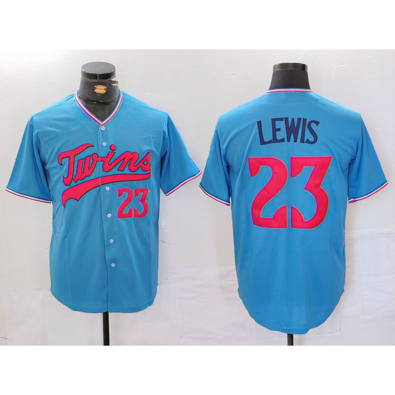 Minnesota Twins #23 Royce Lewis Blue MWATKINS Cool Base Stitched Jersey