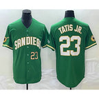 San Diego Padres #23 Fernando Tatis Jr Number Green MWATKINS Cool Base Stitched Jersey