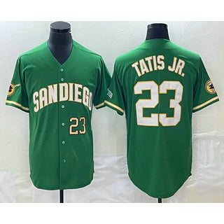 San Diego Padres #23 Fernando Tatis Jr Number Green MWATKINS Cool Base Stitched Jersey