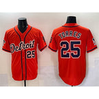 Detroit Tigers #25 Gleyber Torres Orange MWATKINS With Patch Vapor Premier Limited Stitched Jersey 2