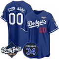Custom Los Angeles Dodgers Active Player Royal MWATKINS 2025 World Series With No.34 Patch Limited Stitched Jersey