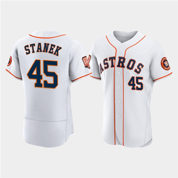 Houston Astros #45 Ryne Stanek White MWATKINS 60th Anniversary Flex Base Stitched Jersey