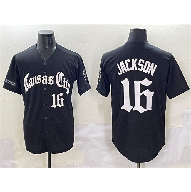 Kansas City Royals #16 Bo Jackson Black MWATKINS 'Gothic Crown Edition' Vapor Premier Limited Stitched Jersey