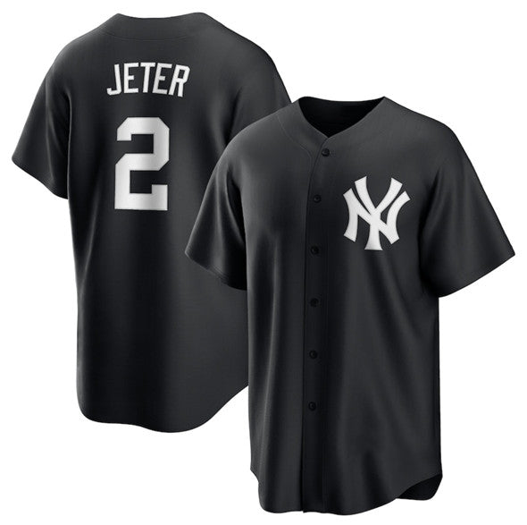 New York Yankees #2 Derek Jeter Black MWATKINS Lights Out Limited Stitched Jersey