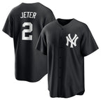 New York Yankees #2 Derek Jeter Black MWATKINS Lights Out Limited Stitched Jersey