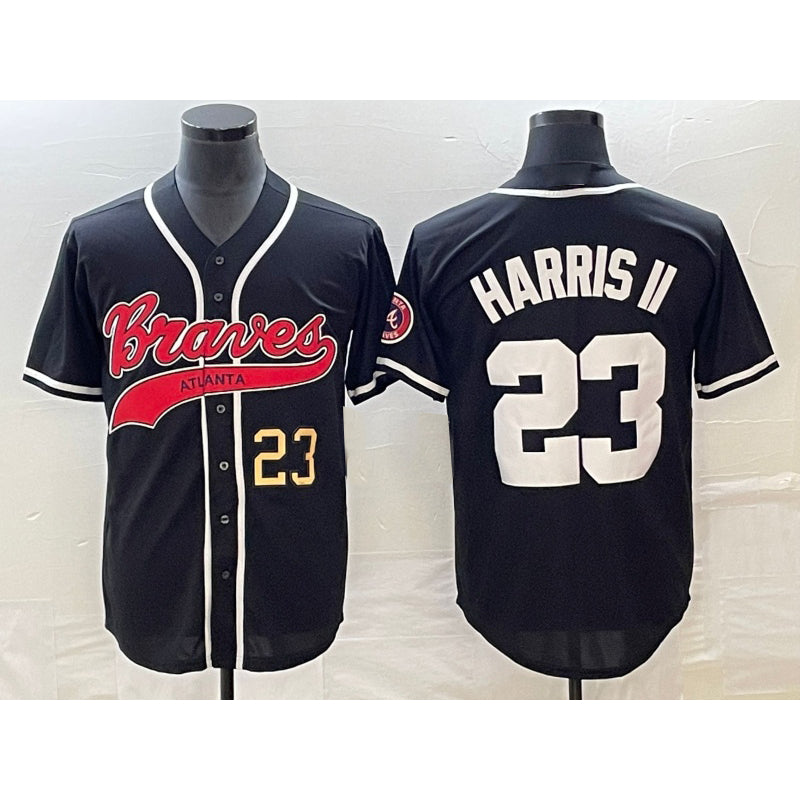 Atlanta Braves #23 Michael Harris II Number Black MWATKINS Cool Base Stitched Jersey