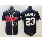 Atlanta Braves #23 Michael Harris II Number Black MWATKINS Cool Base Stitched Jersey