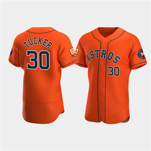 Houston Astros #30 Kyle Tucker Orange MWATKINS 60th Anniversary Flex Base Stitched Jersey