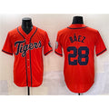 Detroit Tigers #28 Javier B¨¢ez Orange MWATKINS With Patch Cool Base Stitched Jersey