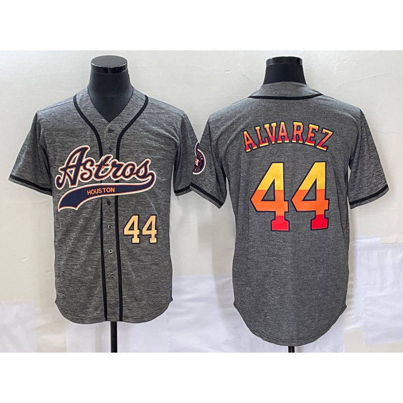 Houston Astros #44 Yordan Alvarez Number Grey MWATKINS Gridiron Cool Base Stitched Jersey