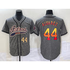 Houston Astros #44 Yordan Alvarez Number Grey MWATKINS Gridiron Cool Base Stitched Jersey