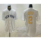 New York Yankees #2 Derek Jeter White MWATKINS Pinstripe Name Fashion Cool Base Jersey