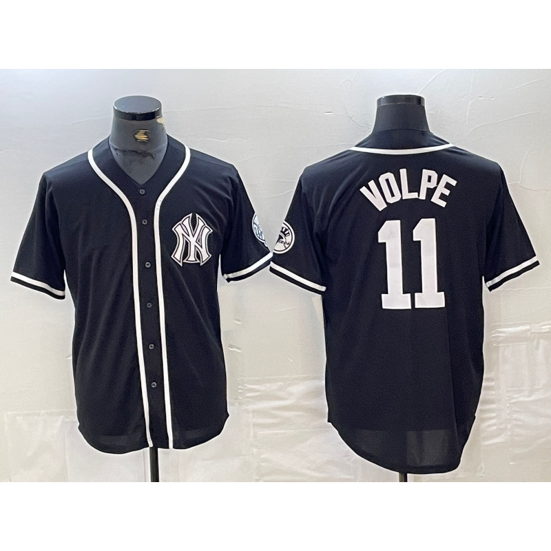 New York Yankees #11 Anthony Volpe Black White MWATKINS Cool Base Stitched Jersey