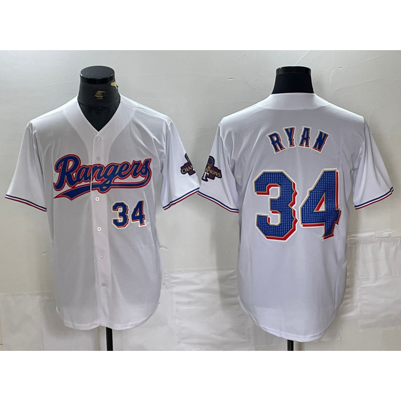 Texas Rangers #34 Nolan Ryan Number White MWATKINS 2024 Gold Collection Limited Cool Base Jerseys