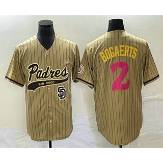 San Diego Padres #2 Xander Bogaerts Tan MWATKINS Pinstripe 2023 City Connect Cool Base Stitched Jersey 2