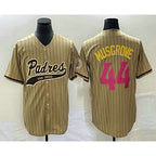 San Diego Padres #44 Joe Musgrove Tan MWATKINS Pinstripe 2023 City Connect Cool Base Stitched Jersey