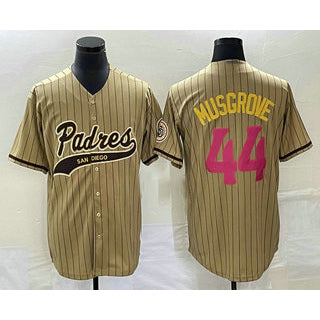 San Diego Padres #44 Joe Musgrove Tan MWATKINS Pinstripe 2023 City Connect Cool Base Stitched Jersey