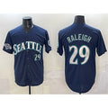 Seattle Mariners #29 Cal Raleigh Navy MWATKINS With 2025 AL West Division Champions Patch Limited Stitched jersey