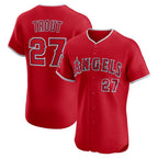 Los Angeles Angels #27 Mike Trout Red MWATKINS Alternate Elite Jersey