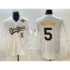 Los Angeles Dodgers #5 Freddie Freeman White Gold MWATKINS 2025 World Series Limited Stitched Jersey