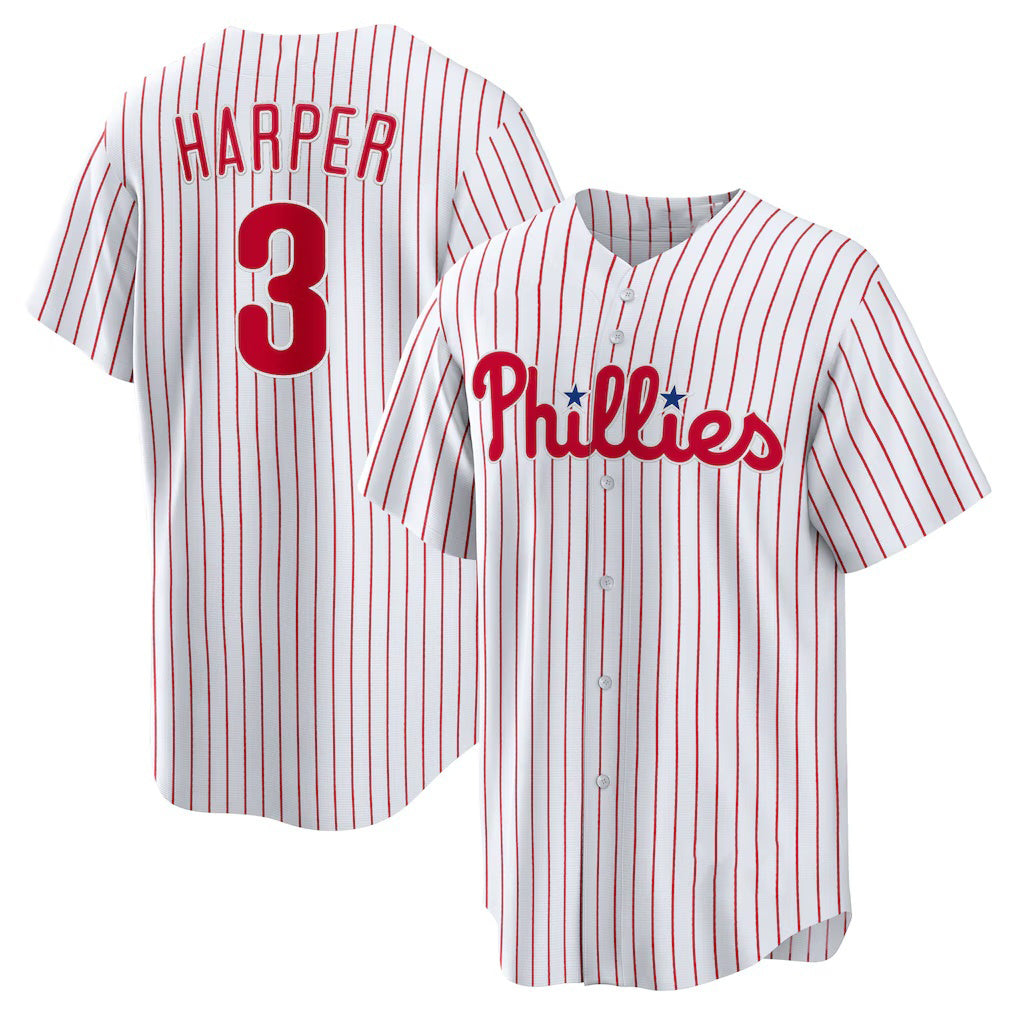 Philadelphia Phillies #3 Bryce Harper White MWATKINS Home Replica Player Name Jersey