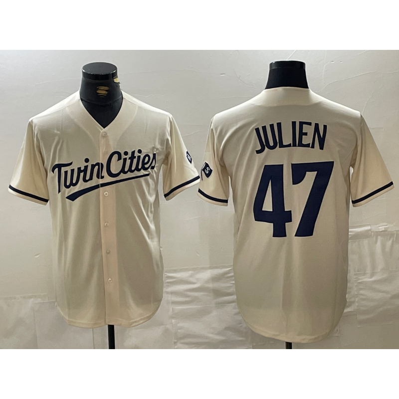 Minnesota Twins #47 Edouard Julien Cream MWATKINS Cool Base Stitched Jersey