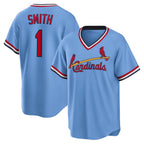 St. Louis Cardinals #1 Ozzie Smith Light Blue MWATKINS Road Cooperstown Collection Player Jersey