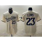 Minnesota Twins #23 Royce Lewis Number Cream MWATKINS Cool Base Stitched Jersey 2