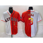 Houston Astros #3 Jeremy Pena Number White Orange MWATKINS Split Stitched Jersey 2