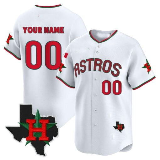Custom Houston Astros Mexico Texas Patch Vapor Premier Limited Jersey V3 ¨C White MWATKINS