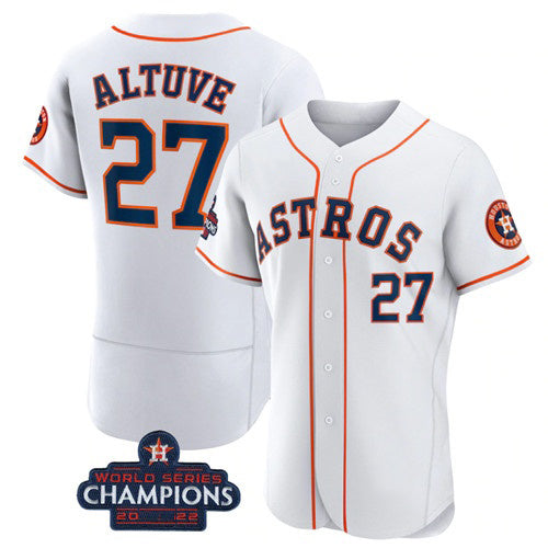 Houston Astros #27 Jose Altuve White MWATKINS 2022 World Series Champions Flex Base Stitched Jersey