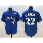 Toronto Blue Jays #22 Ernie Clement Blue MWATKINS 2025 World Series Cool Base Stitched Jersey