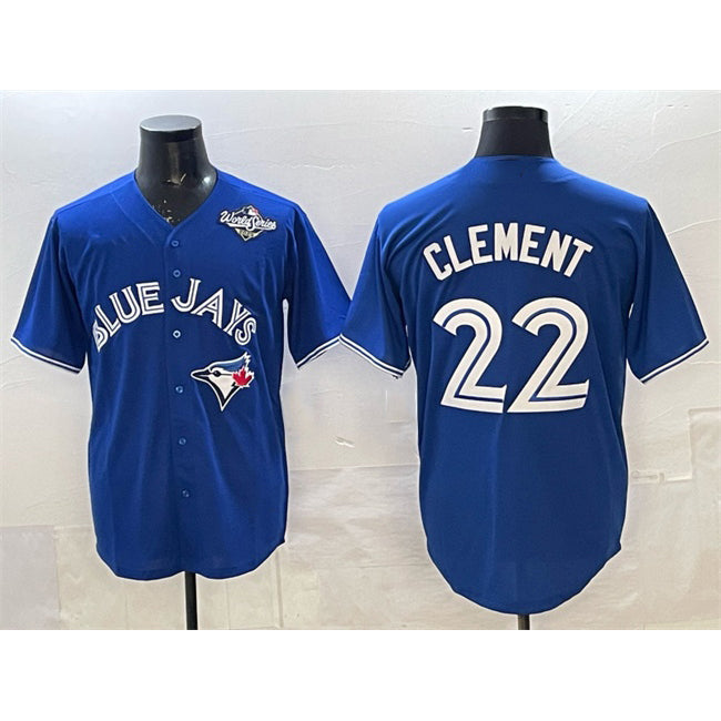 Toronto Blue Jays #22 Ernie Clement Blue MWATKINS 2025 World Series Cool Base Stitched Jersey