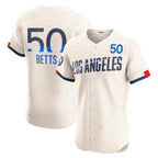 Los Angeles Dodgers #50 Mookie Betts Cream MWATKINS City Connect Elite Jersey