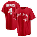 Toronto Blue Jays #4 George Springer Red MWATKINS Canada Day Replica Jersey