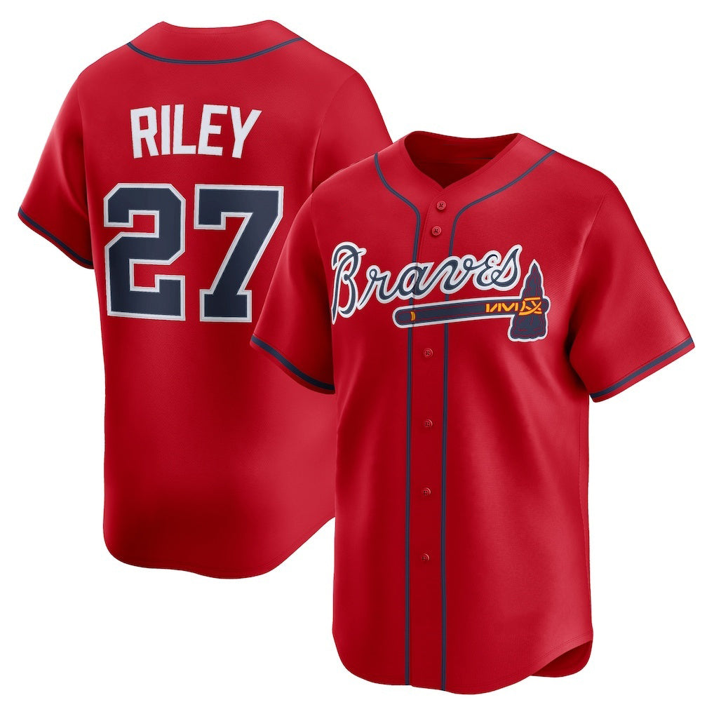 Atlanta Braves #27 Austin Riley Red MWATKINS Alternate Limited Player Jersey