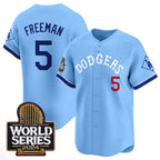 Los Angeles Dodgers #5 Freddie Freeman Blue MWATKINS With 2024 World Series Patch Vapor Premier Limited Stitched Jersey